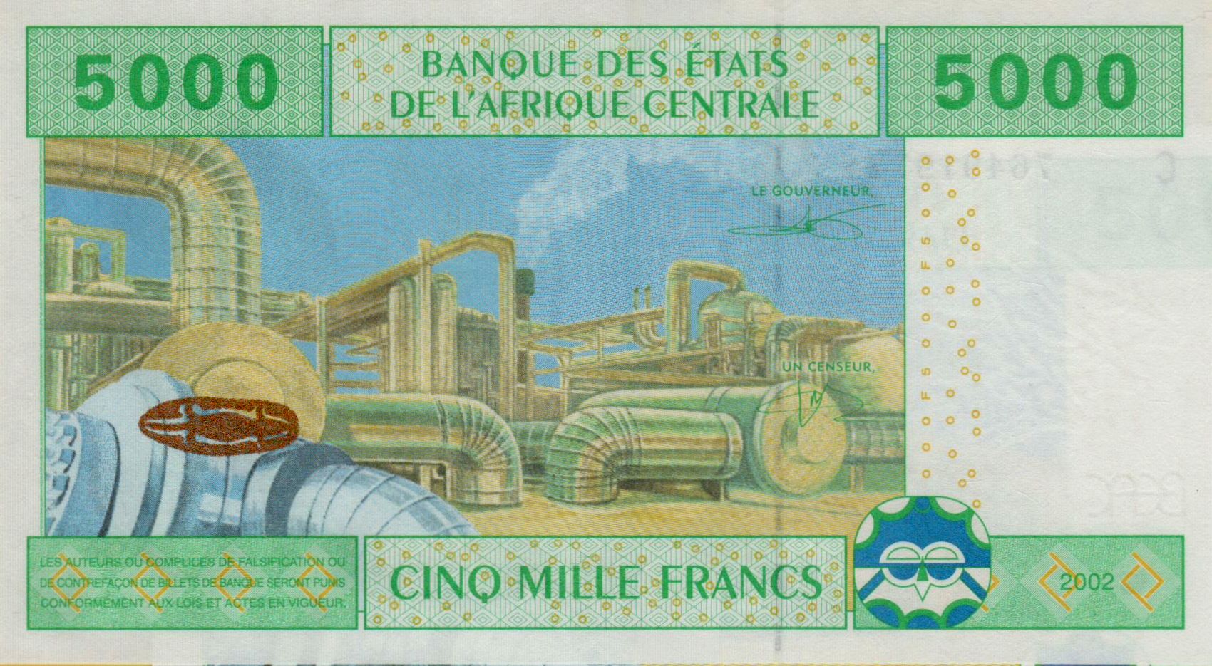 Chad (C.A.S) 5000 2002 UNC P-609C/c
